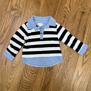 Mud Pie Navy and White Striped Polo